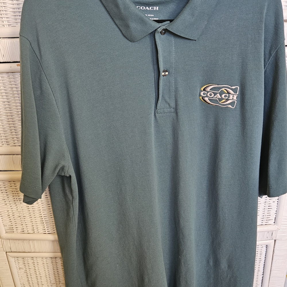 Coach Blue Polo Shirt with Classic Design and Short Sleeves
